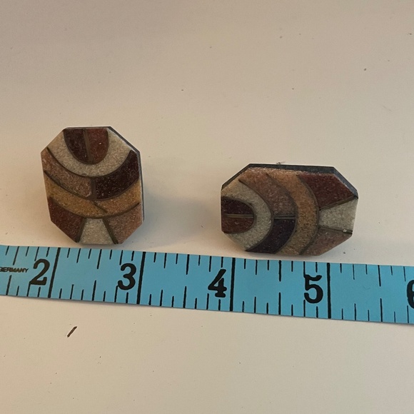 Vintage (70's) Clip on Stone Look Earrings - Picture 2 of 4